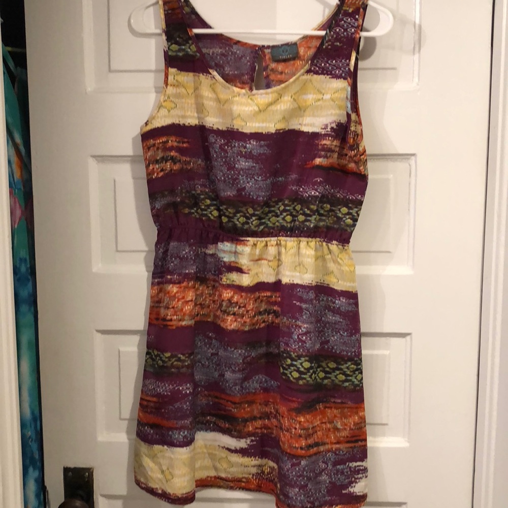 NWOT Tinsley Orange & Purple Open back dress SMALL